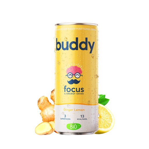 BUDDY Organic Energy Drink – Lemon & Ginger – 250ml