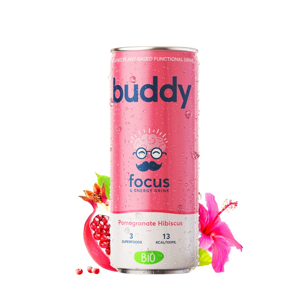 BUDDY Organic Energy Drink – Pomegranate & Hibiscus – 250ml