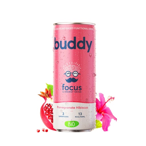BUDDY Organic Energy Drink – Pomegranate & Hibiscus – 250ml