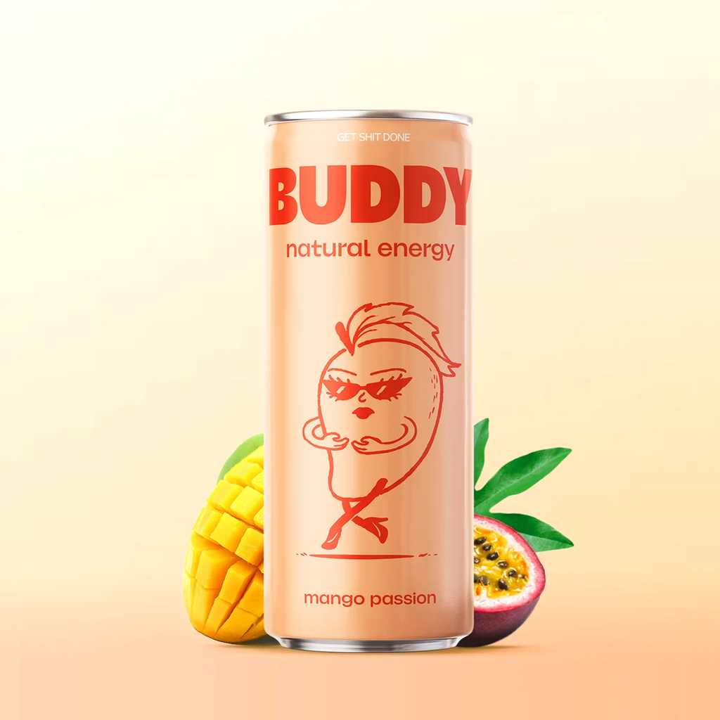 BUDDY Organic Energy Drink – Mango & Passion Fruit – 250ml
