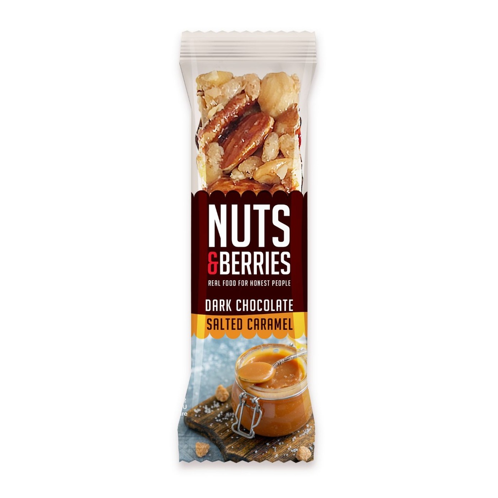 NUTS & BERRIES Bar choco noir caramel salé bio 40g